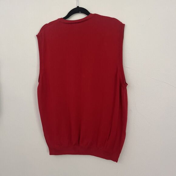 COLONY SPORTSWEAR Tencel Cotton Ribbed Cuff V Neck Knit Sweater Vest, Red- XL - Picture 10 of 11